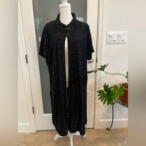 Black Textured Button-Up Cardigan